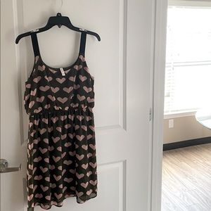 Summer dress green with heart print